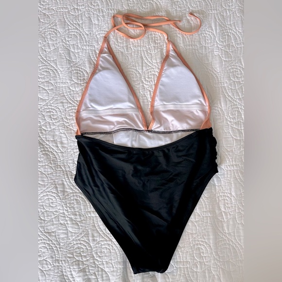 CUPSHE Peach and Black Halter Swimsuit - Picture 3 of 3